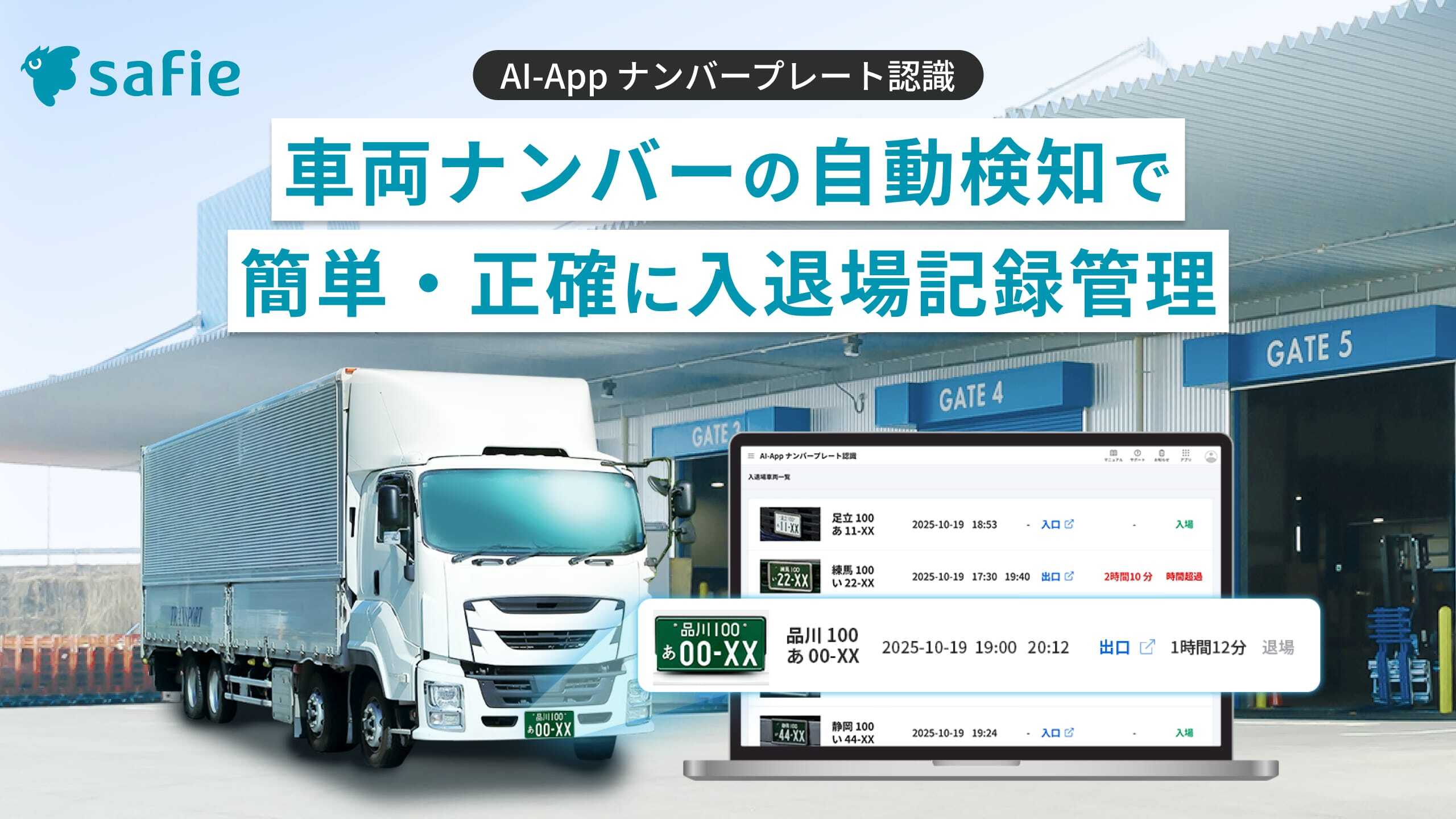 AI-Appナンバープレート認識 車両ナンバー自動検知で簡単入退場管理
